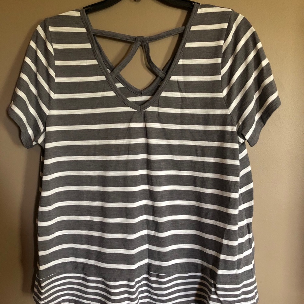 Grey and white stripped shirt